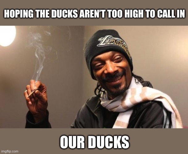 Snoop Dogg | HOPING THE DUCKS AREN’T TOO HIGH TO CALL IN; OUR DUCKS | image tagged in snoop dogg | made w/ Imgflip meme maker
