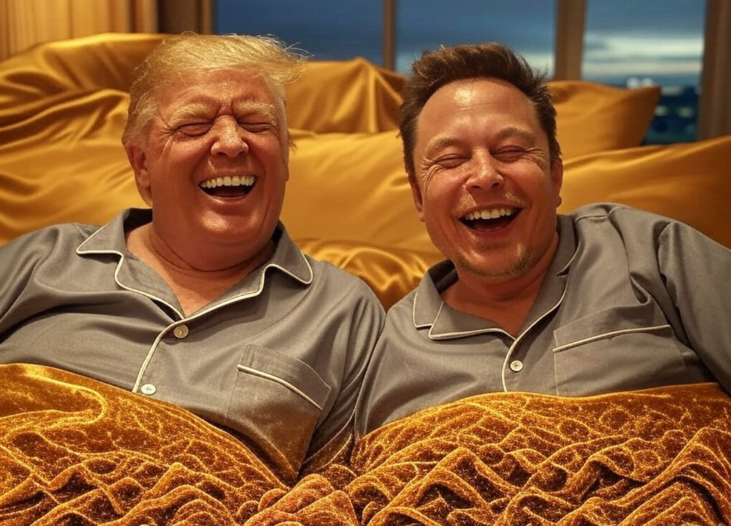 Donald Trump Elon Musk in bed elonald Blank Meme Template