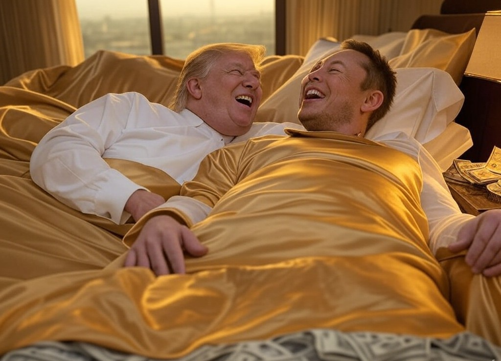 Donald Trump Elon Musk in bed elonald Blank Meme Template