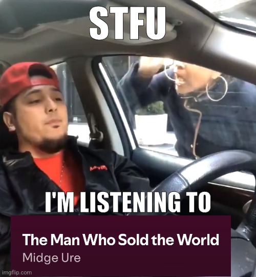 stfu im listening to | STFU; I'M LISTENING TO | image tagged in stfu im listening to | made w/ Imgflip meme maker