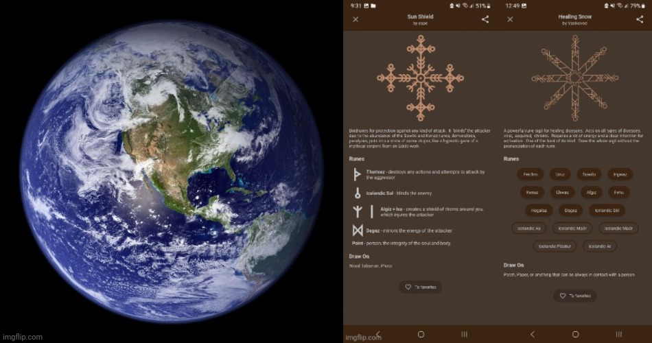 image tagged in earth,runes sun snow | made w/ Imgflip meme maker