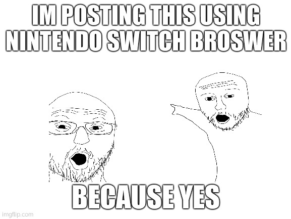 Yes... | IM POSTING THIS USING NINTENDO SWITCH BROSWER; BECAUSE YES | image tagged in blank white template,nintendo switch | made w/ Imgflip meme maker