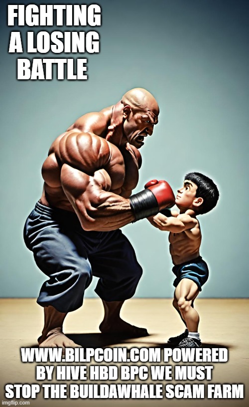 FIGHTING A LOSING BATTLE; WWW.BILPCOIN.COM POWERED BY HIVE HBD BPC WE MUST STOP THE BUILDAWHALE SCAM FARM | made w/ Imgflip meme maker