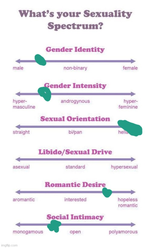 Fish :3 | image tagged in what's your sexuality spectrum | made w/ Imgflip meme maker