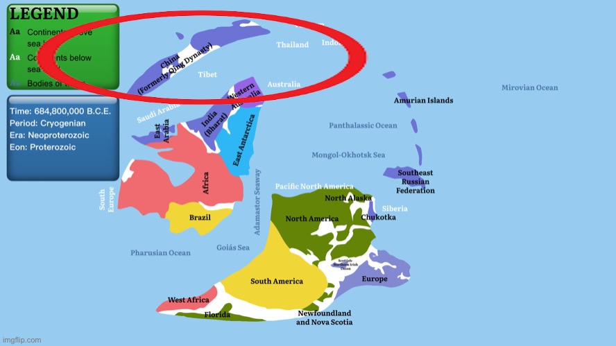 Map of Earth in 684,800,000 B.C.E. | image tagged in map of earth in 684 800 000 b c e | made w/ Imgflip meme maker
