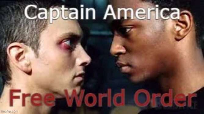 Captain America Free World Order | image tagged in free world order,captain america,8 mile | made w/ Imgflip meme maker