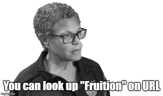 You can look up "Fruition" on URL | made w/ Imgflip meme maker