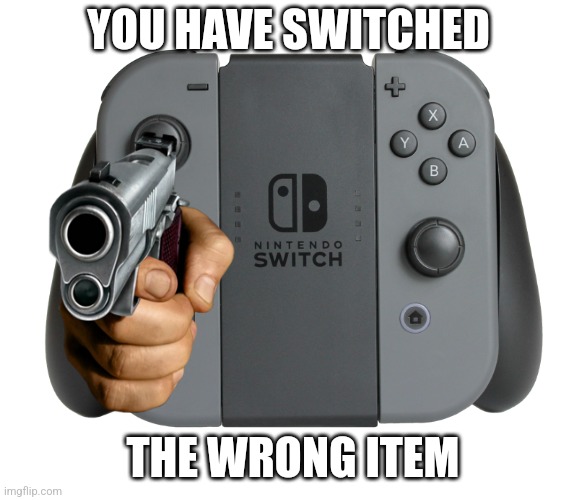 nitendo switch joycon | YOU HAVE SWITCHED THE WRONG ITEM | image tagged in nitendo switch joycon | made w/ Imgflip meme maker