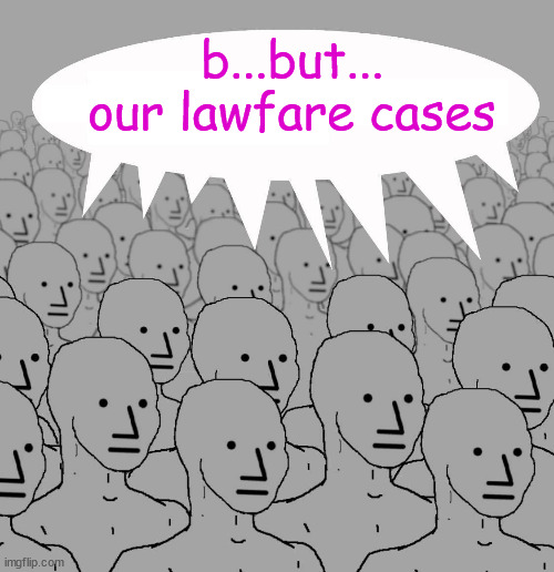 Npc | b...but... our lawfare cases | image tagged in npc | made w/ Imgflip meme maker