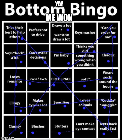 hmm | YAY; ME WON | image tagged in bottom bingo | made w/ Imgflip meme maker