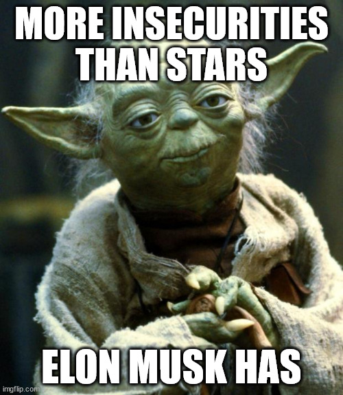 Path of Exile 2 moment | MORE INSECURITIES THAN STARS; ELON MUSK HAS | image tagged in memes,star wars yoda | made w/ Imgflip meme maker