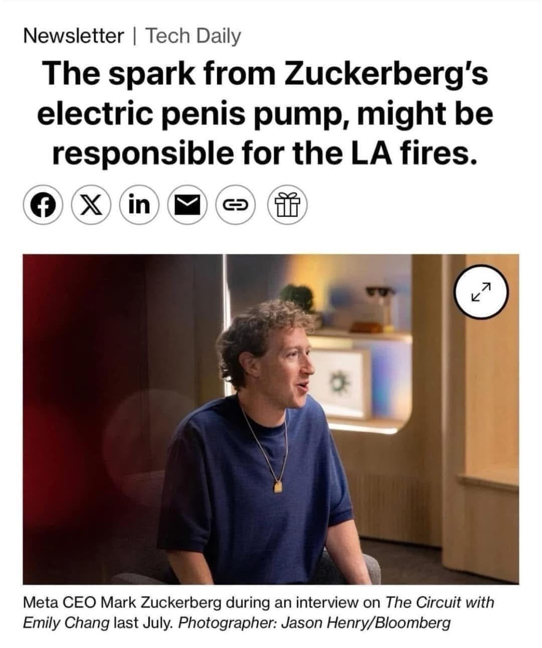Zuck's penis pump sparked the wildfires Blank Meme Template
