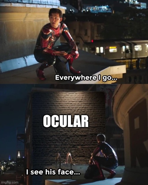 Everywhere I go I see his face | OCULAR | image tagged in everywhere i go i see his face | made w/ Imgflip meme maker