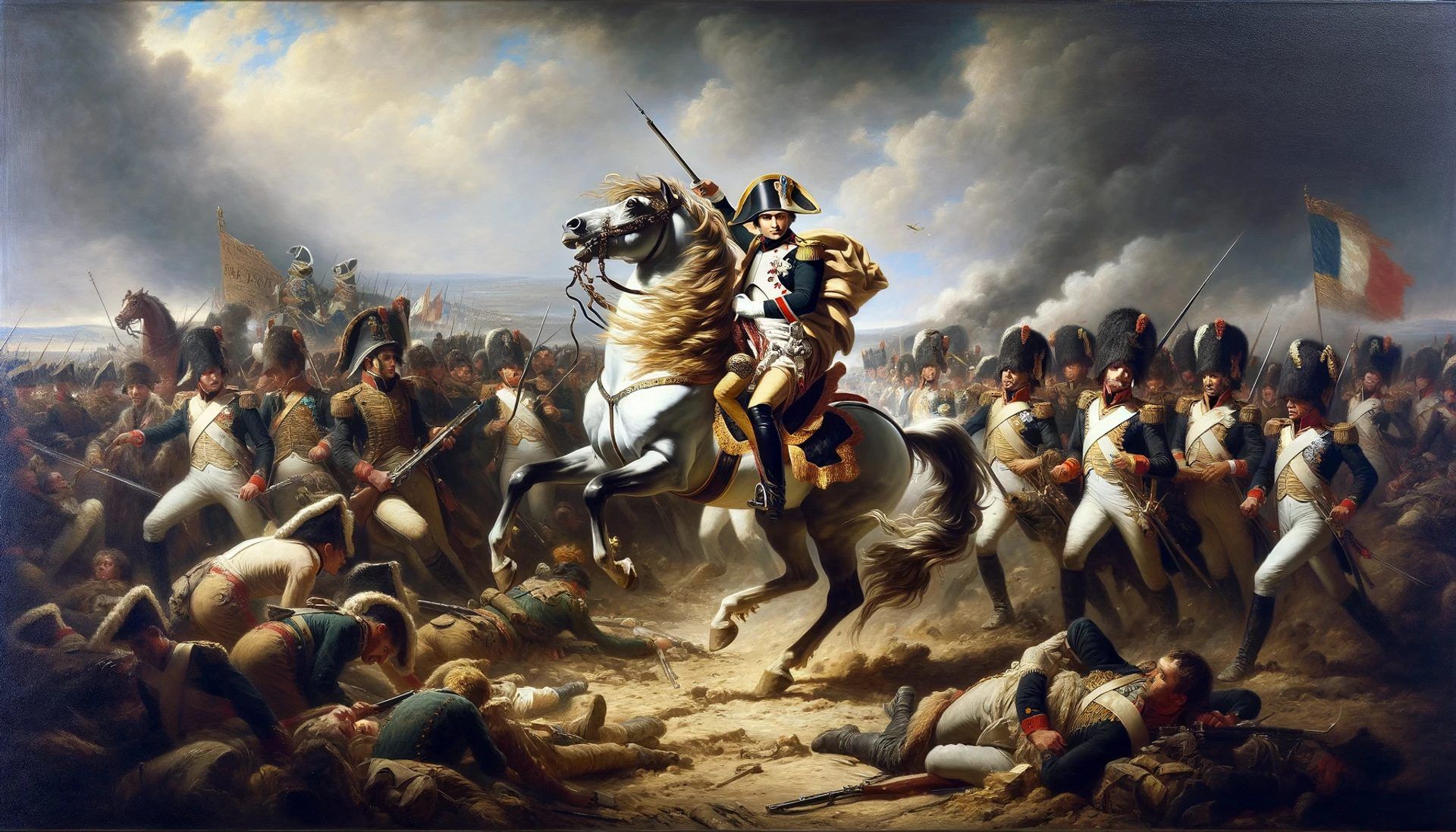 High Quality Napolean on horse surrounded by troops Blank Meme Template