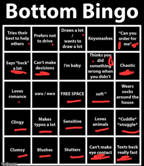 omg I'm such a bottom | image tagged in bottom bingo | made w/ Imgflip meme maker