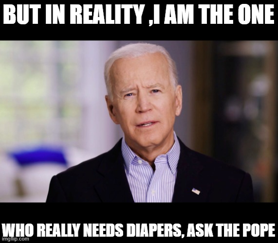 Joe Biden 2020 | BUT IN REALITY ,I AM THE ONE WHO REALLY NEEDS DIAPERS, ASK THE POPE | image tagged in joe biden 2020 | made w/ Imgflip meme maker