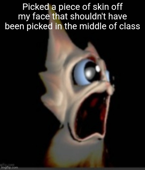 Bloobd | Picked a piece of skin off my face that shouldn't have been picked in the middle of class | made w/ Imgflip meme maker