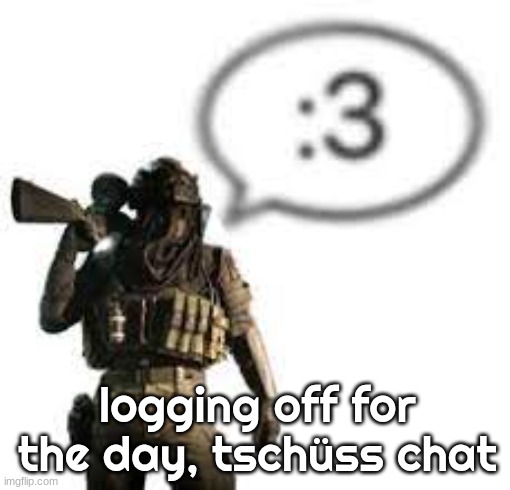 :p | logging off for the day, tschüss chat | image tagged in afk 3 | made w/ Imgflip meme maker