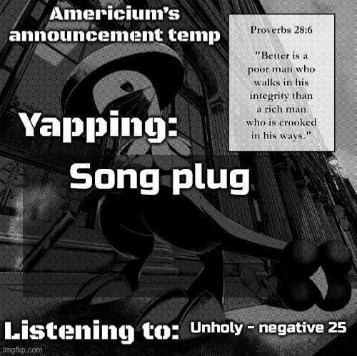 Americium Breloom temp | Song plug; Unholy - negative 25 | image tagged in americium breloom temp | made w/ Imgflip meme maker