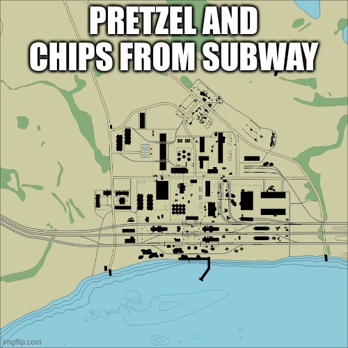 Abandoned Factory | PRETZEL AND CHIPS FROM SUBWAY | image tagged in abandoned factory | made w/ Imgflip meme maker