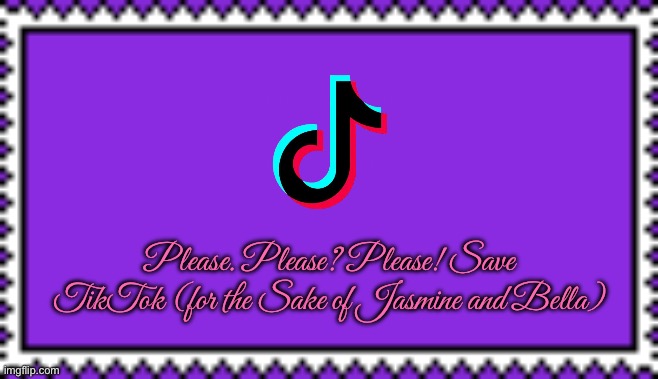 Save TikTok Stamp | Please. Please? Please! Save TikTok (for the Sake of Jasmine and Bella) | image tagged in tiktok,tiktok logo,miami,florida,girls,sisters | made w/ Imgflip meme maker