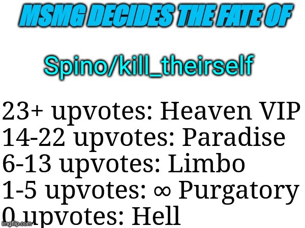 MSMG decides | Spino/kill_theirself | image tagged in msmg decides | made w/ Imgflip meme maker