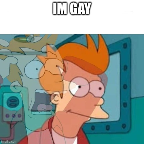 IM GAY | image tagged in fry | made w/ Imgflip meme maker