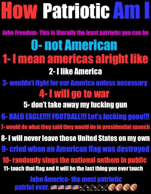 How patriotic am I by murderous | image tagged in how patriotic am i by murderous | made w/ Imgflip meme maker