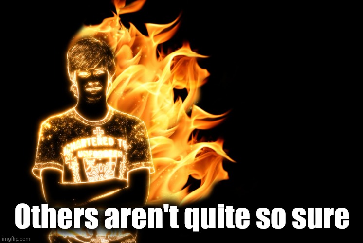 Person on fire | Others aren't quite so sure | image tagged in person on fire | made w/ Imgflip meme maker