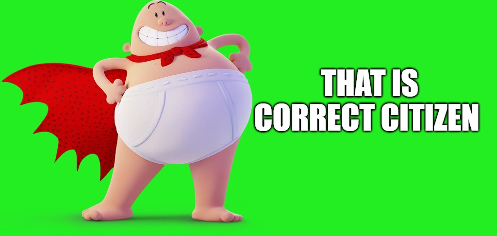 THAT IS CORRECT CITIZEN | image tagged in captain underpants | made w/ Imgflip meme maker