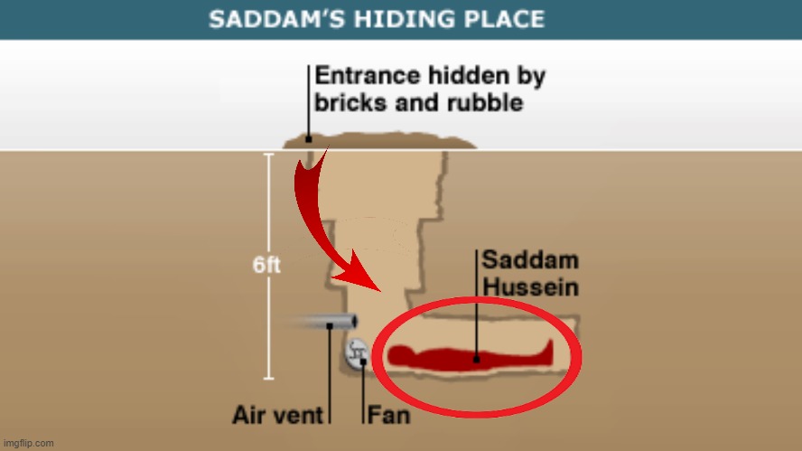 Saddam's Hiding Place | image tagged in saddam's hiding place | made w/ Imgflip meme maker