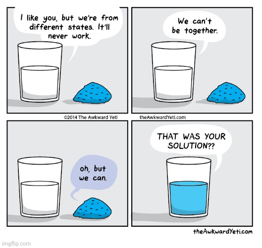 Coming together to form the blue juice | image tagged in blue,solution,cup,together,comics,comics/cartoons | made w/ Imgflip meme maker