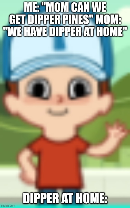 omg | ME: "MOM CAN WE GET DIPPER PINES" MOM: "WE HAVE DIPPER AT HOME"; DIPPER AT HOME: | image tagged in skibidi,super,simple,songs | made w/ Imgflip meme maker