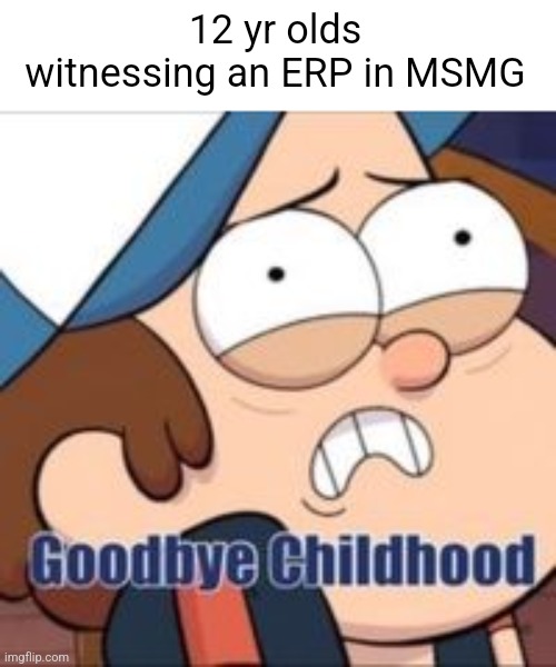 dark/sad humor | 12 yr olds witnessing an ERP in MSMG | image tagged in goodbye childhood | made w/ Imgflip meme maker