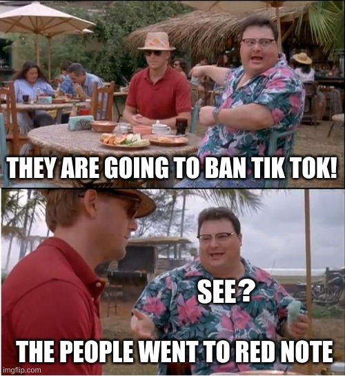 Red Note | THEY ARE GOING TO BAN TIK TOK! ? SEE; THE PEOPLE WENT TO RED NOTE | image tagged in see nobody cares,social media,tik tok,red note,government corruption | made w/ Imgflip meme maker