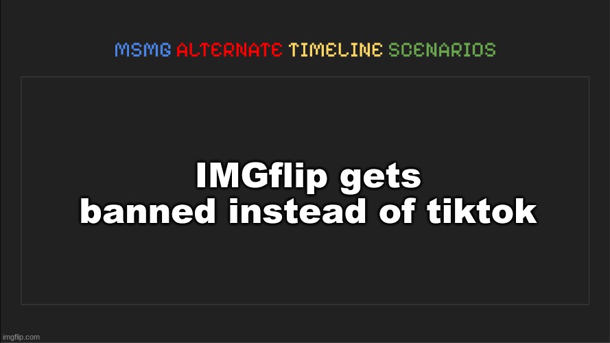 MSMG: Alternate Timeline Scenarios | IMGflip gets banned instead of tiktok | image tagged in msmg alternate timeline scenarios | made w/ Imgflip meme maker