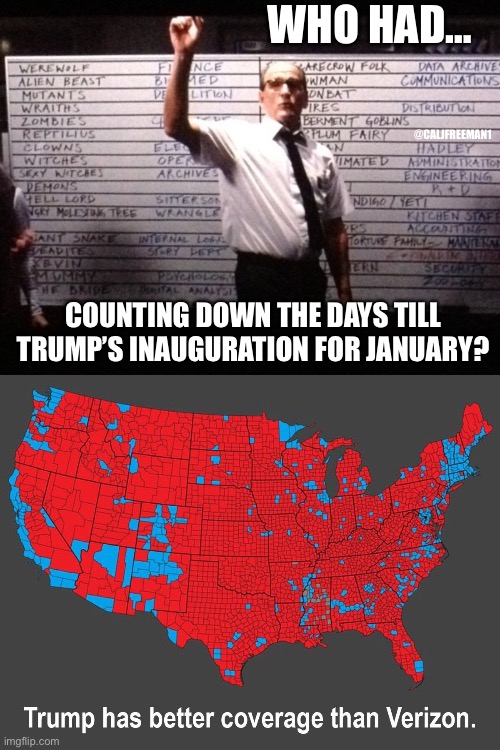 WHO HAD…; @CALJFREEMAN1; COUNTING DOWN THE DAYS TILL TRUMP’S INAUGURATION FOR JANUARY? | image tagged in who had x for y,maga,donald trump,who had,president trump,politics | made w/ Imgflip meme maker