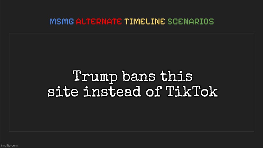 MSMG: Alternate Timeline Scenarios | Trump bans this site instead of TikTok | image tagged in msmg alternate timeline scenarios,msmg | made w/ Imgflip meme maker