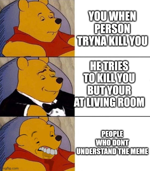 Living room | YOU WHEN PERSON TRYNA KILL YOU; HE TRIES TO KILL YOU BUT YOUR AT LIVING ROOM; PEOPLE WHO DONT UNDERSTAND THE MEME | image tagged in best better blurst | made w/ Imgflip meme maker