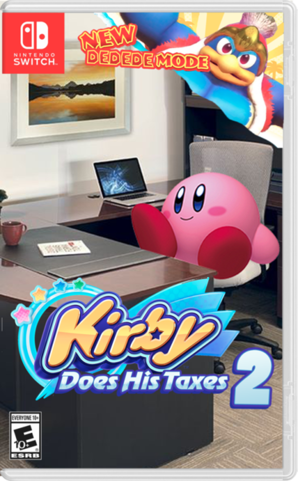 kirby does his taxes 2 Blank Meme Template