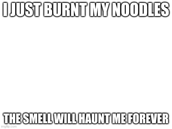 my poor nose | I JUST BURNT MY NOODLES; THE SMELL WILL HAUNT ME FOREVER | made w/ Imgflip meme maker