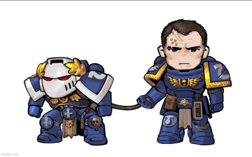 If it gets anymore heretical in here Titus will let go | image tagged in titus,space marine,caedo,warhammer 40k | made w/ Imgflip meme maker