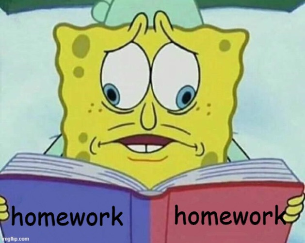 cross eyed spongebob | homework; homework | image tagged in cross eyed spongebob | made w/ Imgflip meme maker