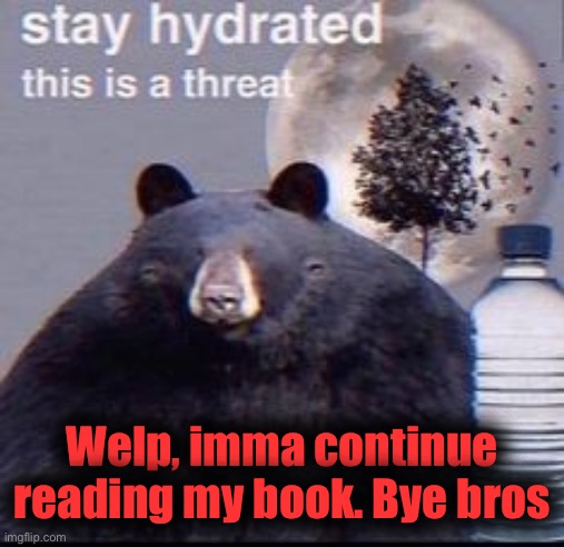 reminder: | Welp, imma continue reading my book. Bye bros | image tagged in reminder | made w/ Imgflip meme maker