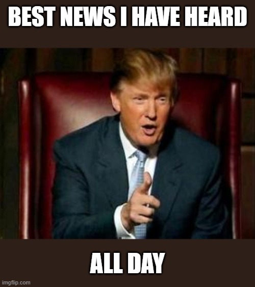 Donald Trump | BEST NEWS I HAVE HEARD ALL DAY | image tagged in donald trump | made w/ Imgflip meme maker