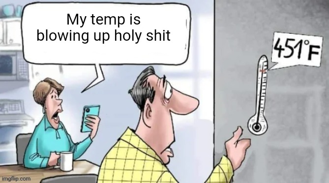 Fahrenheit 451 | My temp is blowing up holy shit | image tagged in fahrenheit 451 | made w/ Imgflip meme maker