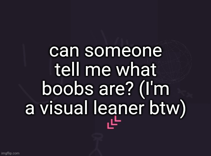 h | can someone tell me what boobs are? (I'm a visual leaner btw) | image tagged in vik's image | made w/ Imgflip meme maker