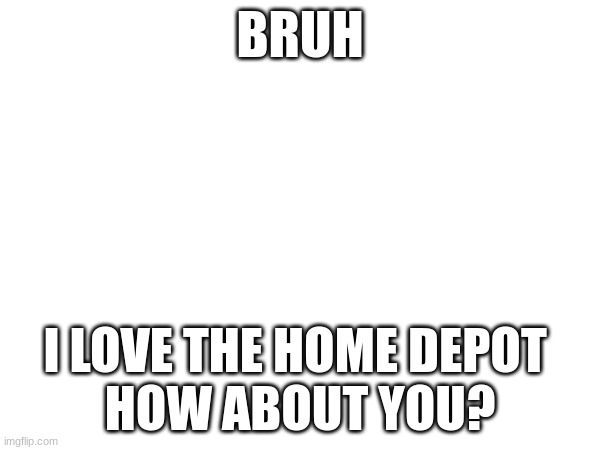 BRUH; I LOVE THE HOME DEPOT 
HOW ABOUT YOU? | image tagged in home depot | made w/ Imgflip meme maker