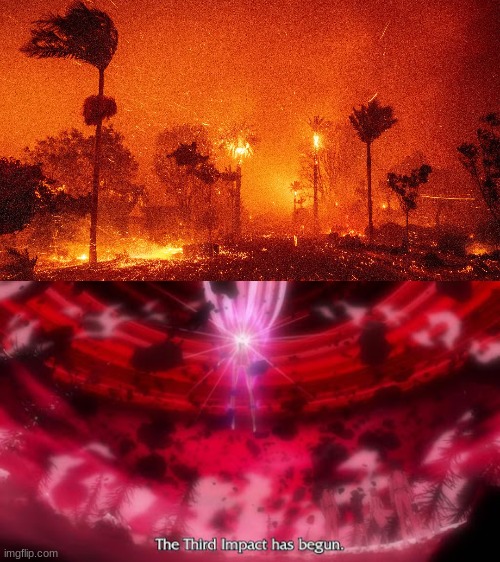 It has begun | image tagged in neon genesis evangelion,evangelion,third impact | made w/ Imgflip meme maker