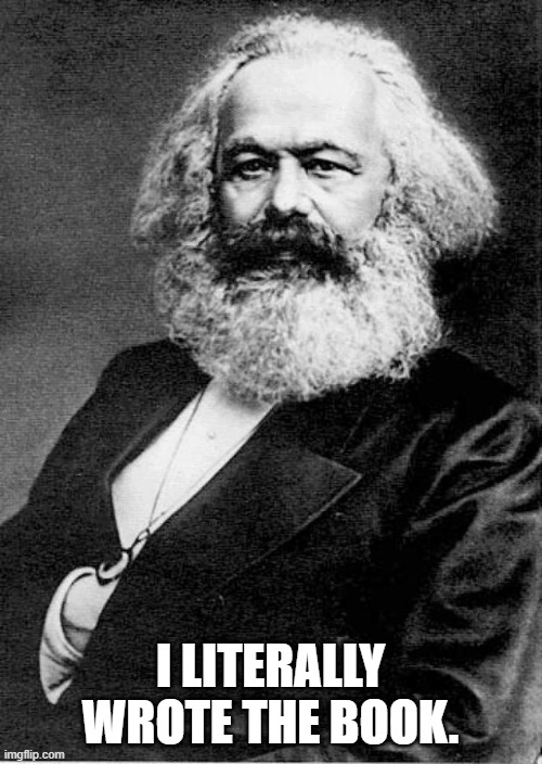 Karl Marx | I LITERALLY WROTE THE BOOK. | image tagged in karl marx | made w/ Imgflip meme maker